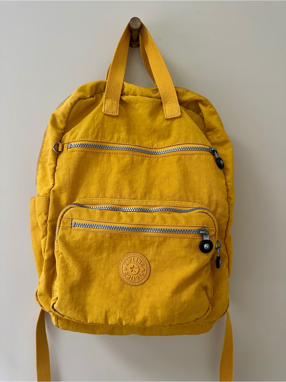 Kipling Yellow Nylon Everyday Backpack